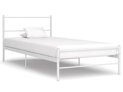 vidaXL voodiraam valge, metall, 90 x 200 cm