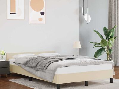 vidaXL voodiraam peatsiga ilma madratsikreemita 120x200 cm
