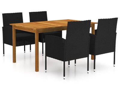 vidaXL 5-osaline aiamööblikomplekt, must