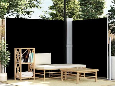 vidaXL lahtitõmmatav külgsein, 180 x 600 cm, must