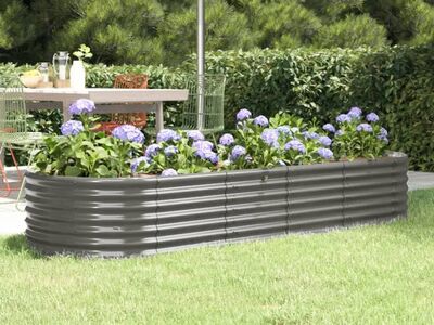 vidaXL aia taimelava, galvaniseeritud teras, 224x80x36 cm, hall