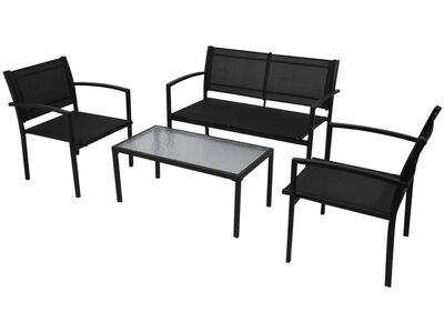 vidaXL 4-osaline aiamööblikomplekt, textilene, must