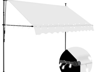 vidaXL käsitsi sissetõmmatav varikatus, LED, 250 cm, kreemjasvalge