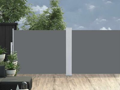 vidaXL lahtitõmmatav terrassi külgsein, 140 x 1200 cm, antratsiithall