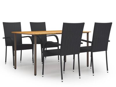 vidaXL 5-osaline aiamööbli komplekt, polürotang, must