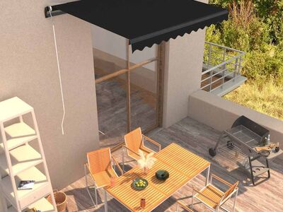 vidaXL käsitsi sissetõmmatav varikatus, 300 x 250 cm, antratsiithall