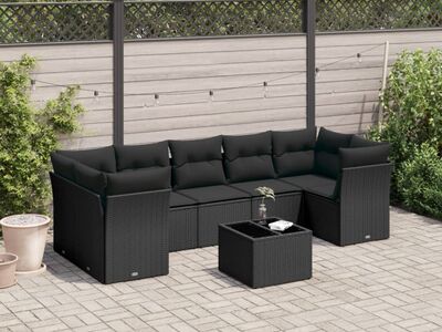 vidaXL 8-osaline aiadiivani komplekt patjadega, must, polürotang