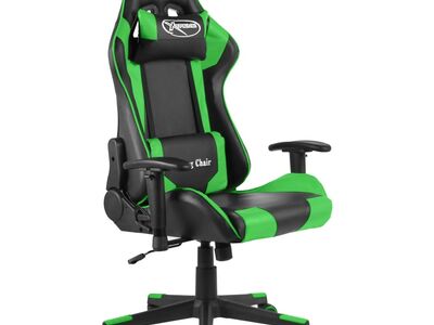 vidaXL pööratav mänguritool roheline PVC