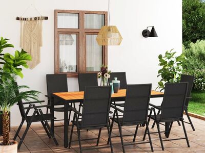 vidaXL 9-osaline aia söögimööbli komplekt, must ja pruun