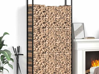 vidaXL küttepuude rest, mattmust, 110x28x214 cm, teras