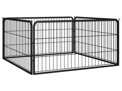 vidaXL koera mänguaedik 4 paneeli must 100x50 cm pulbervärvitud teras