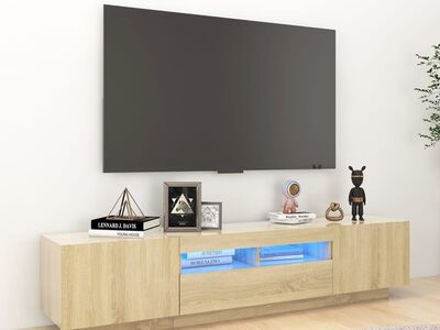 vidaXL telerikapp LED-tuledega, Sonoma tamm, 180 x 35 x 40 cm