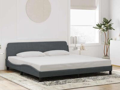vidaXL voodiraam Dover, tumehall, 200 x 200 cm, samet
