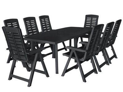 vidaXL 9-osaline aiamööblikomplekt, plast, antratsiithall