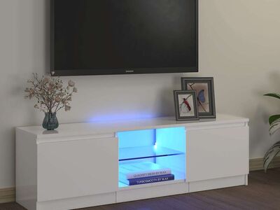 vidaXL telerialus LED-tuledega, kõrgläikega, valge, 120x30x36 cm