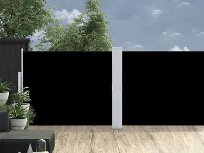 vidaXL lahtitõmmatav terrassi külgsein, 140 x 1200 cm, must