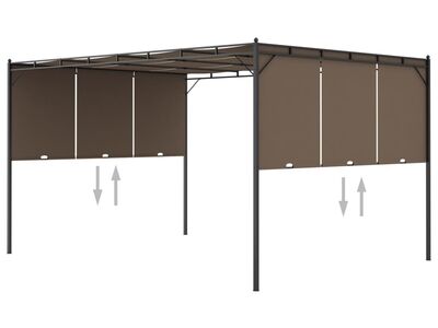 vidaXL varjualune küljekardinaga 4 x 3 x 2,25 m pruunikashall