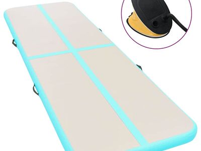 vidaXL täispumbatav võimlemismatt pumbaga 700x100x10 cm PVC roheline