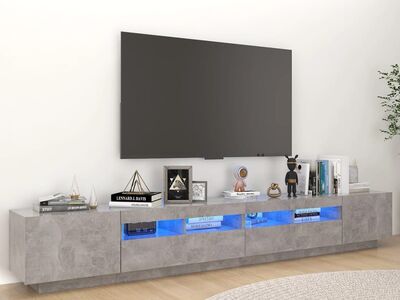 vidaXL telerialus LED-tuledega, betoonhall, 260 x 35 x 40 cm