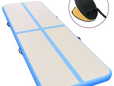 vidaXL täispumbatav võimlemismatt pumbaga 600 x 100 x 10 cm PVC sinine