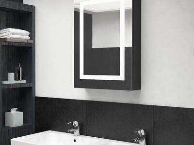 vidaXL LED vannitoa peegelkapp, säravvmust, 50 x 13 x 70 cm