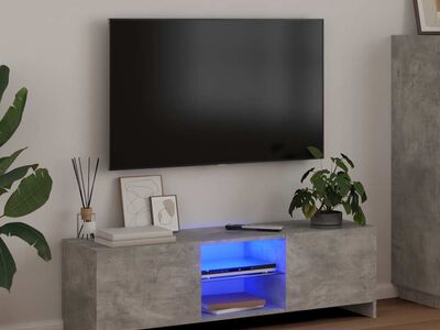 vidaXL telerialus LED-tuledega, betoonhall, 120 x 30 x 36 cm