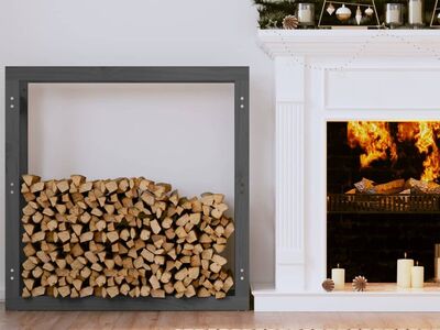 vidaXL küttepuude rest, hall, 100x25x100 cm, männipuit