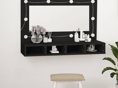 vidaXL peegelkapp LEDiga, must, 90 x 31,5 x 62 cm