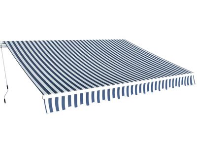 vidaXL kokkupandav käsitsi kasutatav varikatus, 350 cm, sinine/valge