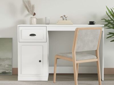 vidaXL sahtliga kirjutuslaud, valge, 115 x 50 x 75 cm, tehispuit