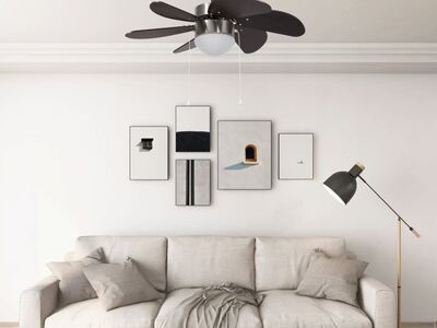 vidaXL laeventilaator valgustusega, 76 cm, tumepruun