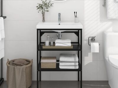 vidaXL vannitoa valamuraam, must, 59 x 38 x 83 cm, raud