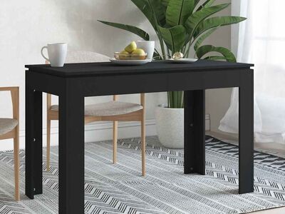 vidaXL söögilaud, must 120 x 60 x 76 cm tehispuit