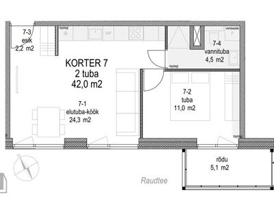 2-toaline õhtupäikesega korter.