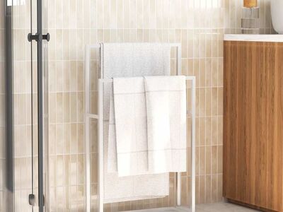 vidaXL eraldiseisev rätikurest, valge, 48 x 24 x 78,5 cm, raud