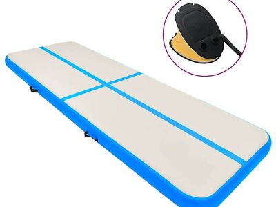 vidaXL täispumbatav võimlemismatt pumbaga 700x100x20 cm PVC sinine