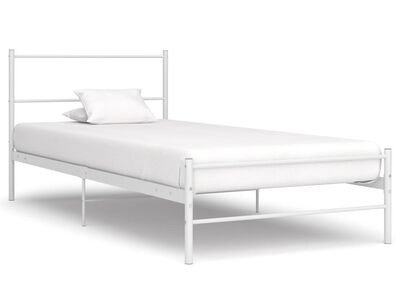 vidaXL voodiraam valge, metall, 90 x 200 cm
