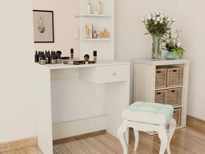 vidaXL tualettlaud, tehispuit, 75 x 40 x 141, valge