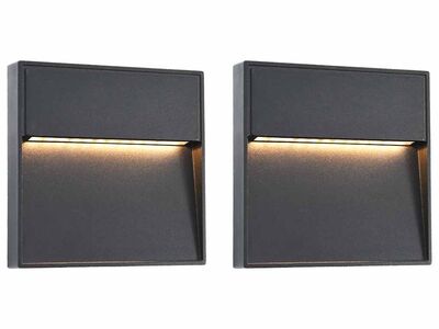vidaXL LED-seinavalgustid õue 2 tk, 3 W mustad, kandilised