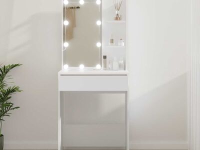 vidaXL tualettlaud valge LEDiga 60x40x140 cm