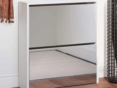 vidaXL 2 sahtliga kingakapp peegliga, kõrgläikega valge 63x17x67 cm