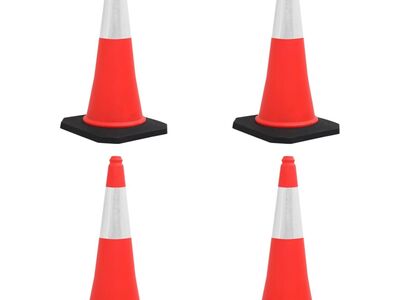 vidaXl helkuritega liikluskoonused raskete alustega, 4 tk, 75 cm