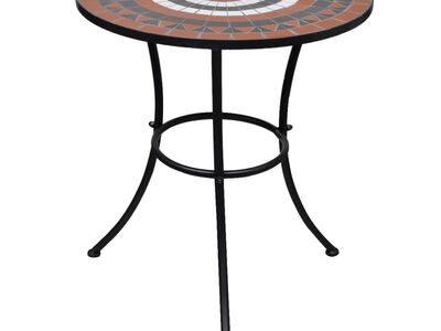 vidaXL bistroolaud, terrakota ja valge, 60 cm, mosaiik