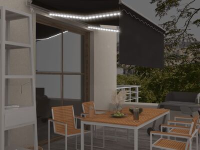 vidaXL automaatne varikatus, tuuleandur, LED, 3x2,5 m antratsiit