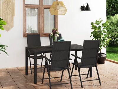 vidaXL 5-osaline aia söögimööbli komplekt, must