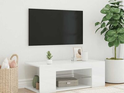 vidaXL telerialus LED-tuledega, kõrgläikega, valge, 90 x 39 x 30 cm