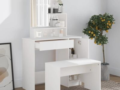 vidaXL tualettlaua komplekt, valge, 86,5 x 35 x 136 cm