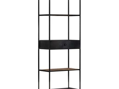vidaXL raamatukapp, 60 x 35 x 180 cm, töötlemata mangopuit ja raud