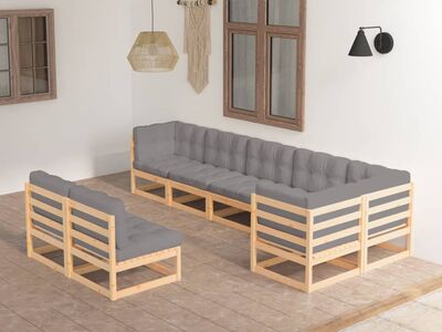 vidaXL 8-osaline aiamööbli komplekt patjadega, männipuit
