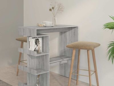 vidaXL baarilaud riiuliga, hall sonoma, 100x50x101.5 cm